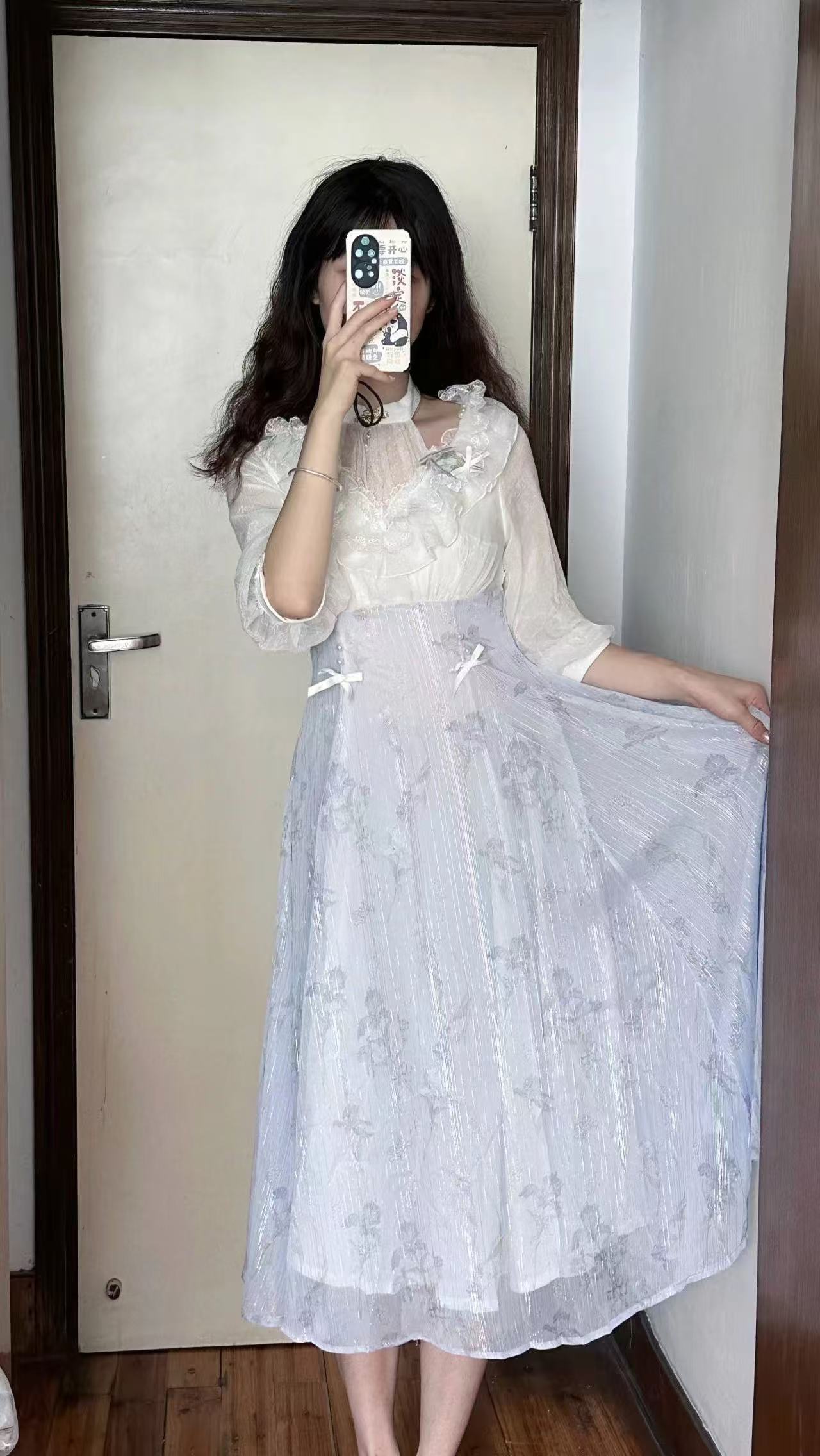 French Vintage Floral Midi Dress - 여성 플로럴 로리타 원피스 드레스 한국