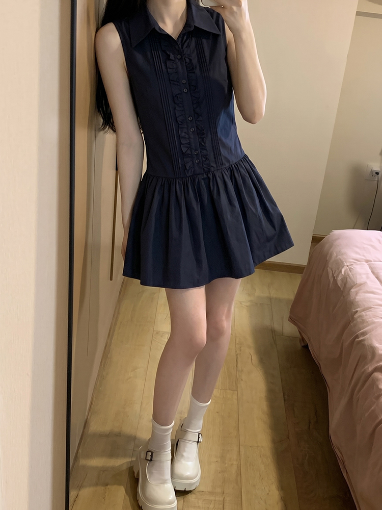 Korean Style A Line Shirt Dress - 슬리밍 효과 한국 대학생 스타일 셔츠