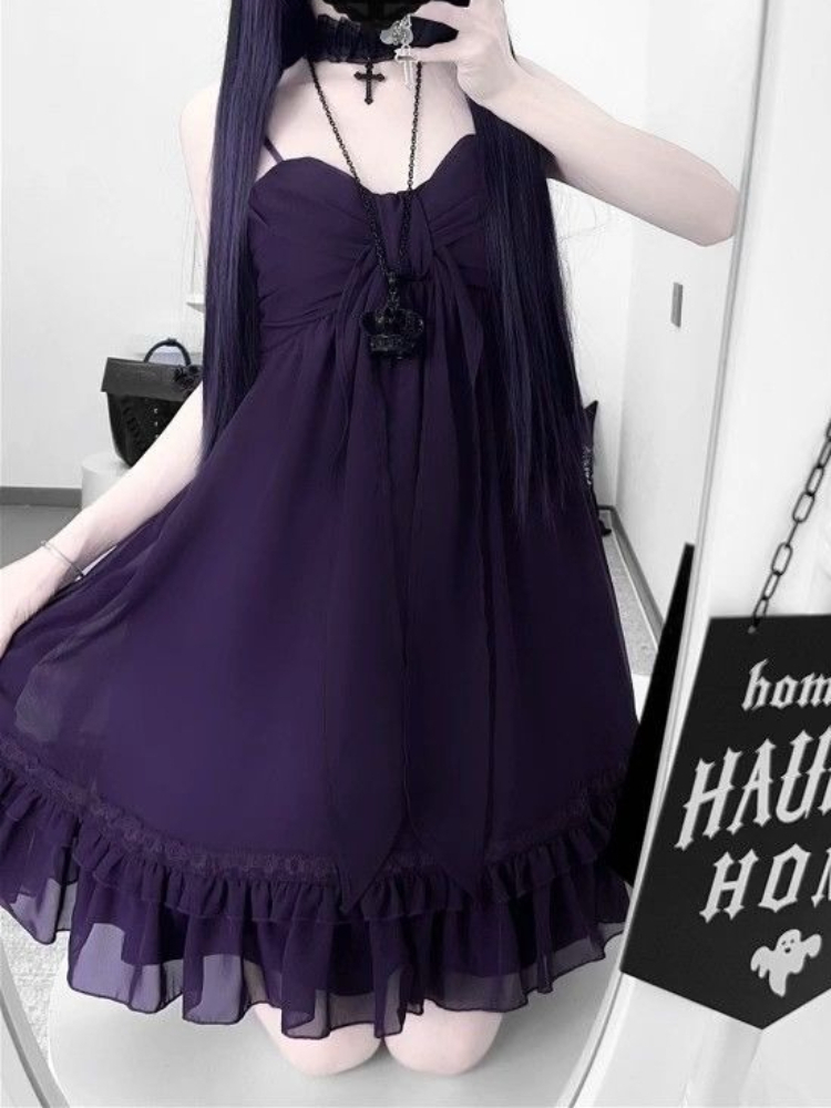 French Vintage Floral Midi Dress - 빈티지 우아한 홀터 미디 드레스 시스루