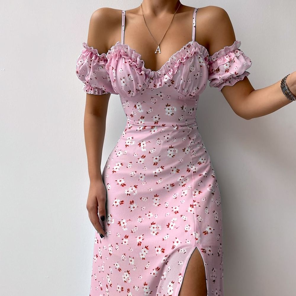 여성용 여름 플로럴 드레스, 프랑스풍 빈티지 스타일,  - French Vintage Floral Midi Dress 리뷰 및 가격