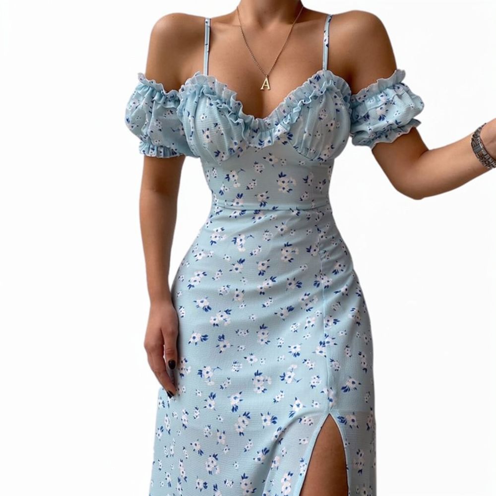 여성용 여름 플로럴 드레스, 프랑스풍 빈티지 스타일,  - French Vintage Floral Midi Dress 리뷰 및 가격