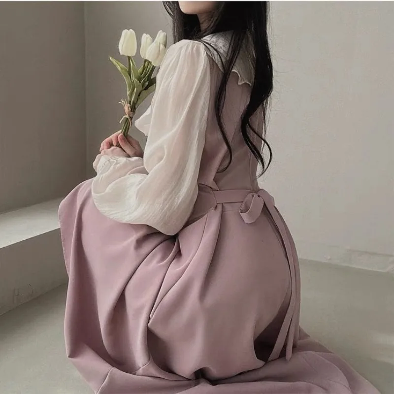 긴 소매 드레스 여성 프랑스어 빈티지 프릴 패치 워크  - French Vintage Floral Midi Dress 리뷰 및 가격